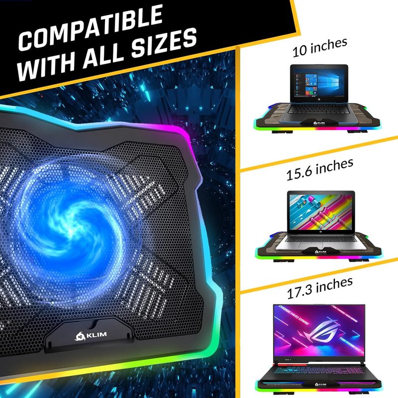 KLIM Ultimate RGB laptop cooling pad with LED rim