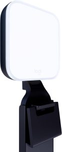 Logitech Litra Glow LED video call light clipped to monitor