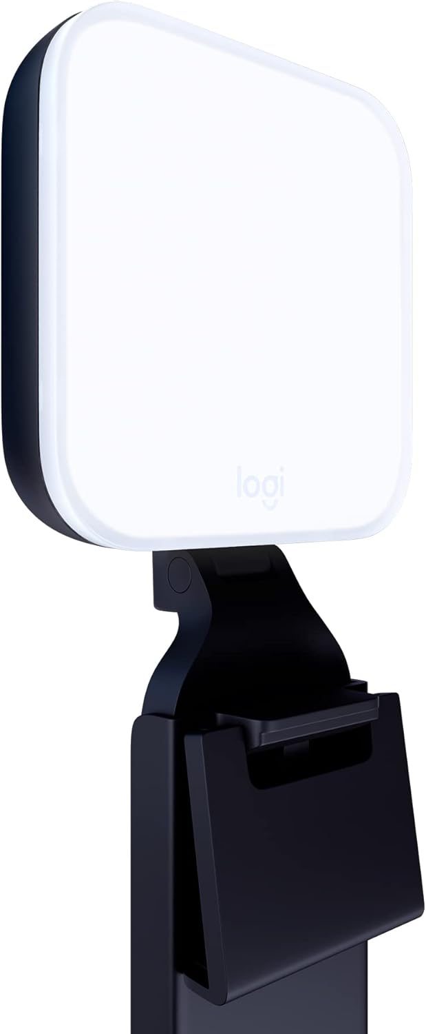 Logitech Litra Glow LED video call light clipped to monitor