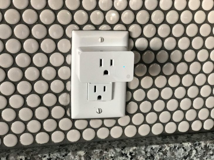 Smart plug on a wall outlet