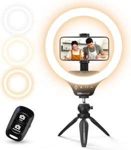 UBeesize 10 inch selfie ring light with phone holder for video calls