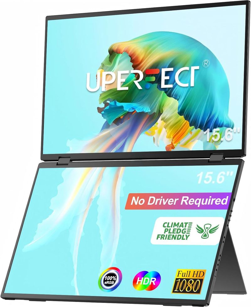 UPERFECT Delta 15.6-inch dual folding portable monitor for laptops