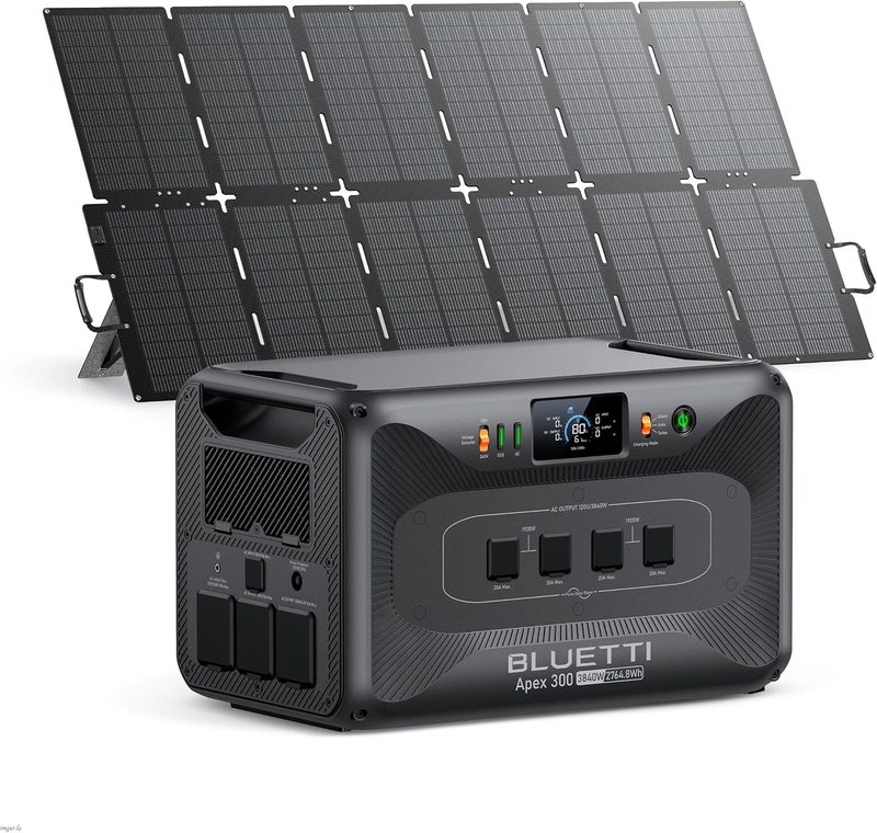 Bluetti Apex 300 solar generator with 500W solar panel