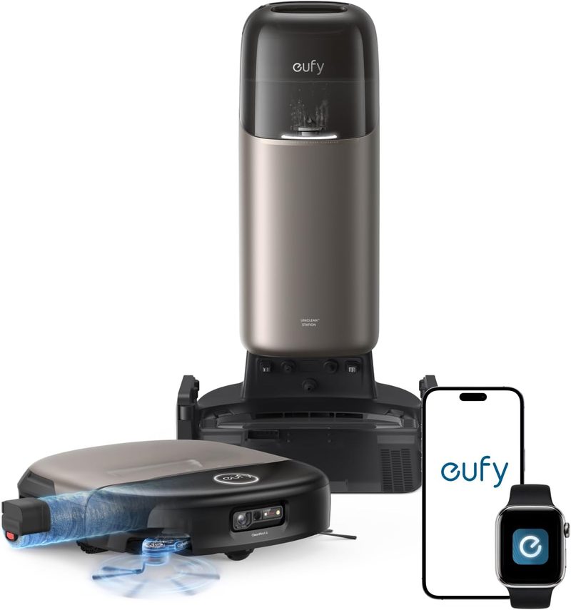 eufy Omni S2 robot vacuum with HydroJet roller mop and Uniclean dock