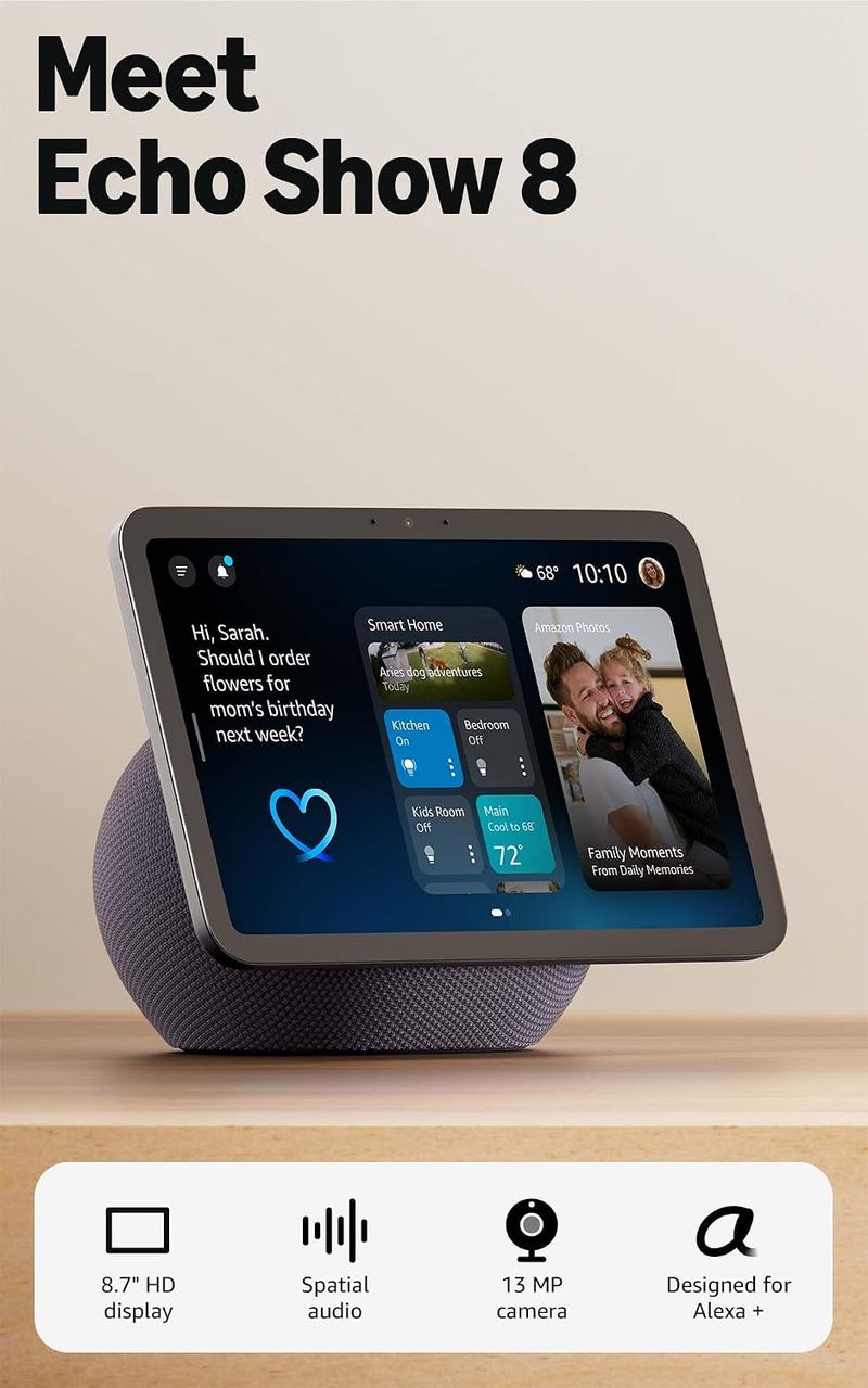 Amazon Echo Show 8 smart display with 8.7 inch HD screen
