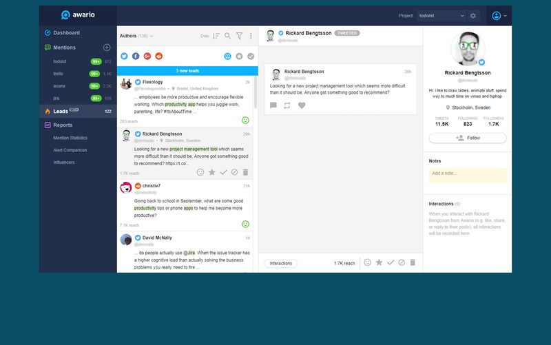 Awario Leads finding people asking for product recommendations