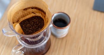 Pour-over coffee being brewed at home