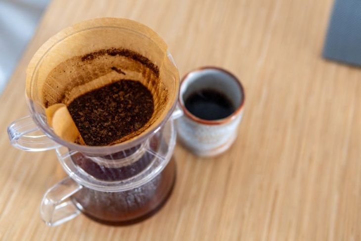 Pour-over coffee being brewed at home