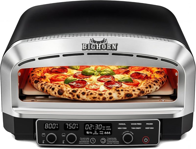 BIG HORN 14 inch 850 degree electric countertop pizza oven
