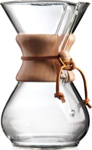 Chemex Classic 6-cup glass pour-over coffeemaker with wood collar