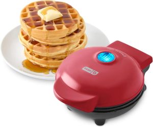 Dash Mini Waffle Maker 4 inch nonstick in red