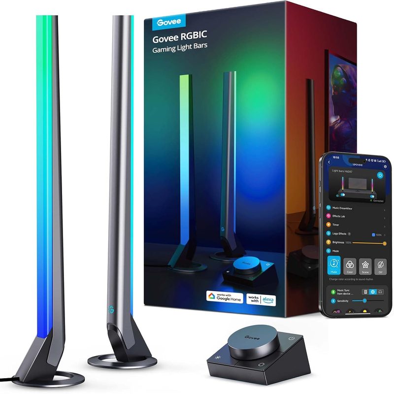 Govee RGBIC gaming light bars beside a monitor