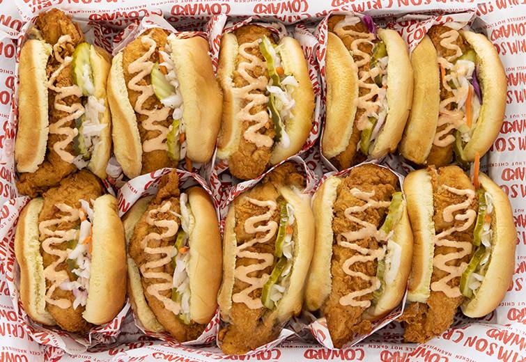 Crimson Coward halal hot chicken sliders, an alternative to Dave's sliders