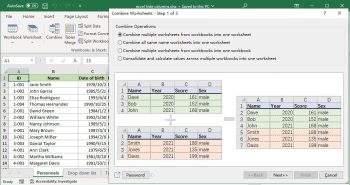 Kutools for Excel combining multiple worksheets into one