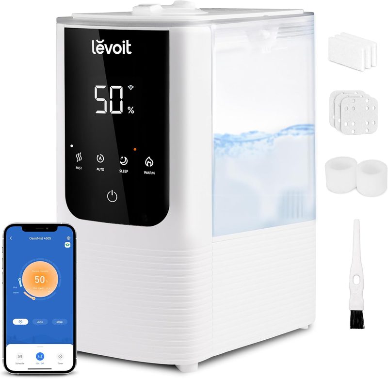 Levoit OasisMist 450S warm and cool mist smart humidifier