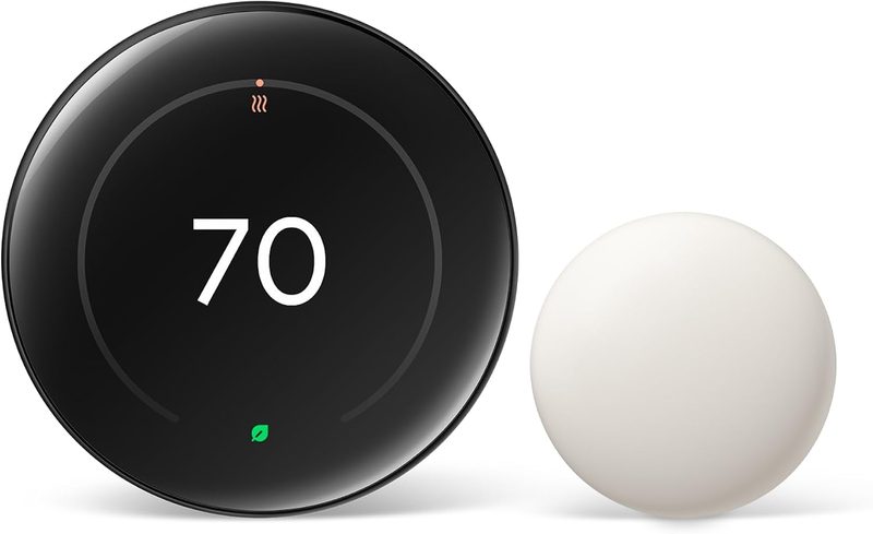 Google Nest Learning Thermostat 4th gen in Obsidian with temperature sensor