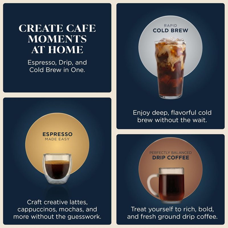 Ninja Luxe Café Premier ES601 with espresso, drip coffee and iced coffee