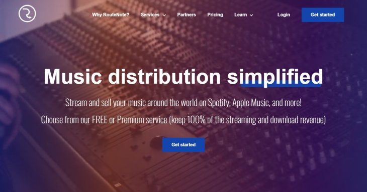 RouteNote homepage: Music distribution simplified