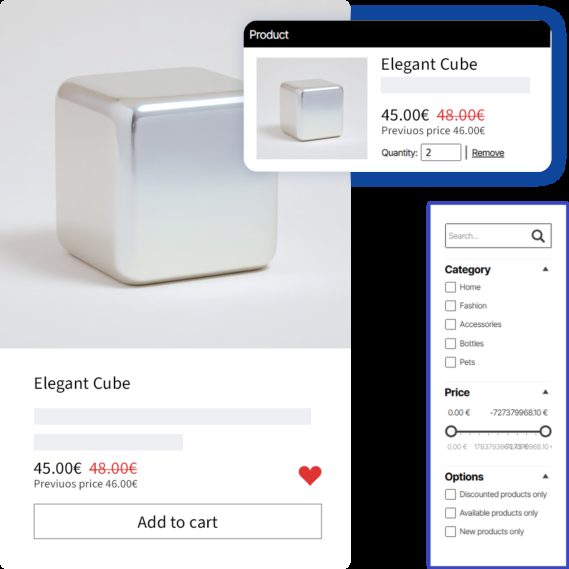 WebSite X5 e-commerce product page with filters